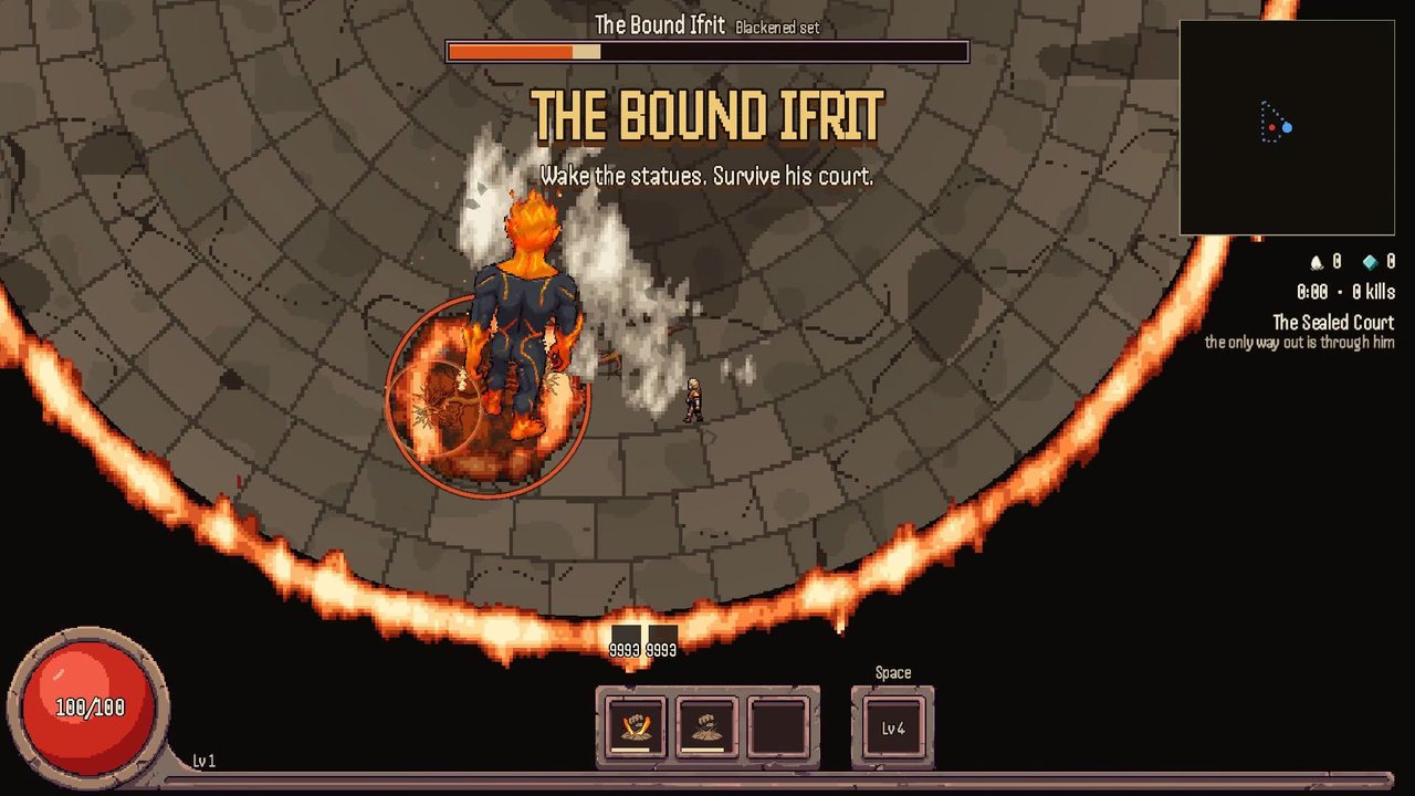The Bound Ifrit's title card over his burning court